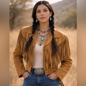 Vintage El Venado leather fringe jacket